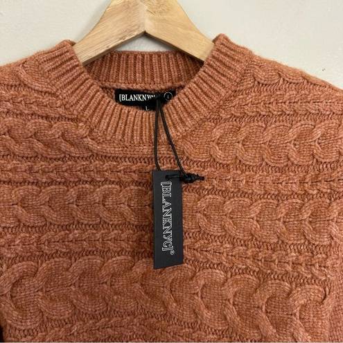 BLANK NYC NWT  Horizontal Cable Crewneck Sweater in Cry Me a River/Rust Size Large