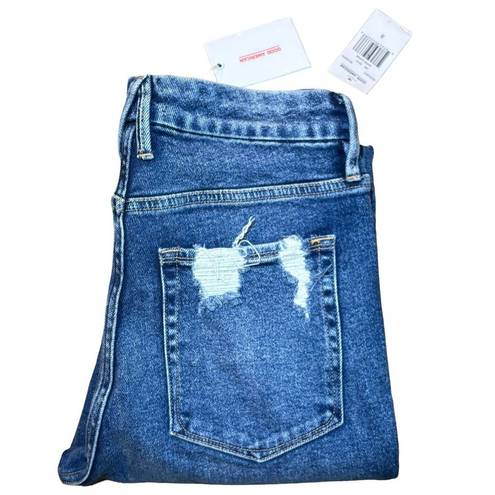 Good American  NWT Good Curve Straight GCS127T Distressed Blue Size 8/29