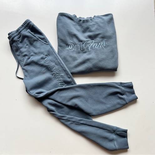Only  Fans Sweatshirt and Sweatpants Set in Blueish Grey