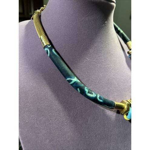 Marc Jacobs Marc by  Custom Jewelry Necklace Teal/Turquoise/Gold Metal 22".