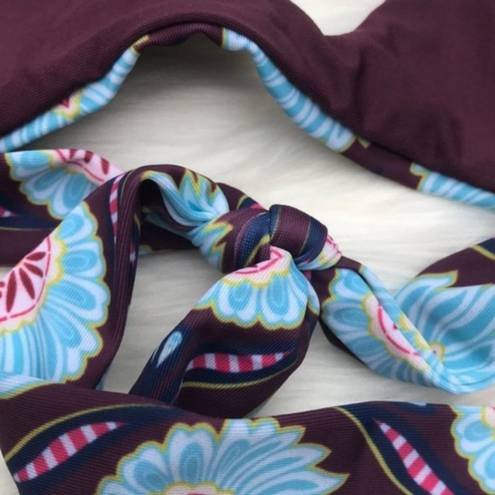Tavik swim Purple Floral Printed Tavik Daydreamer Monaco Merlot Halter Bikini Top