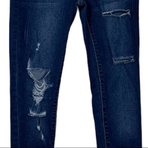 Harper  Dark Wash Distressed Destroyed Mid Rise Skinny Jeans Women's Size 27