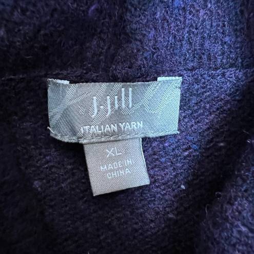 J.Jill  Sweater Womens XL Purple Turtleneck Wool Cashmere Tunic Italian Yarn Knit