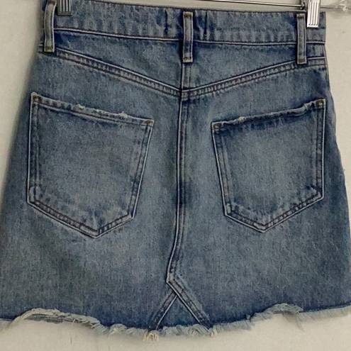 AGOLDE  Quinn Denim Mini Skirt Size 24 Lightly Distressed Blue In Devotee Wash