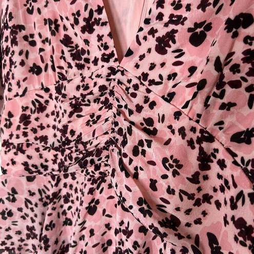 Blair Gilner Farrar Sz M Pink Pansie  Peplum Blouse Floral Puff Sleeves