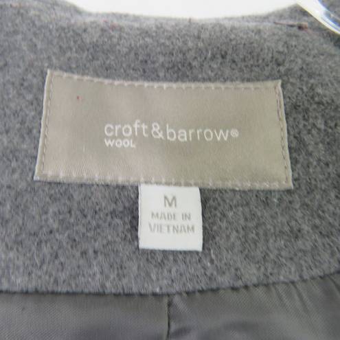 Croft & Barrow  Gray Wool Double-Breasted Wool Peacoat Medium Preppy