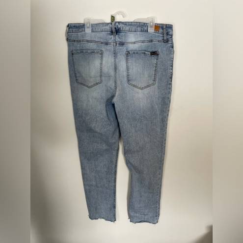 Seven 7 Denim High Rise Slim‎ Straight Light Wash Raw Hem Jeans