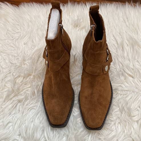 DKNY  Mina Cognac Suede Western Booties