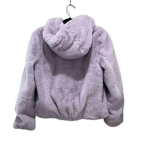 Rachel Zoe  Faux Fur Hooded Zip Up Jacket Coat Lavender Purple Size Small