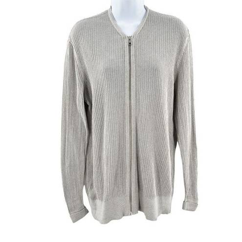 ALLSAINTS  Fellan Zip Up Sweater Open Knit Cardigan Grey Medium