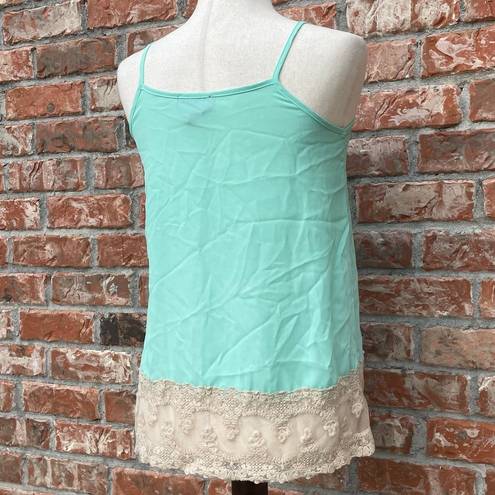 Romeo + Juliet Couture  blue and tan lace trimmed blouse / XS / Good condition*