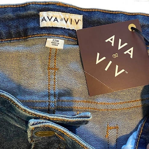 Ava & Viv NWT ~  Dark Wash Denim Blue Jean High Rise Shorts ~ Women's Plus 22W