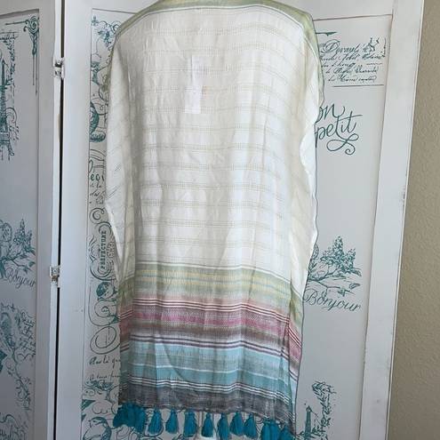 PilyQ  Copper Adriana Tassel Tunic multi-stripe swim coverup NWT