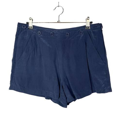 Joie  Eshana Navy Blue High Rise Button Silk Soft Shorts 0