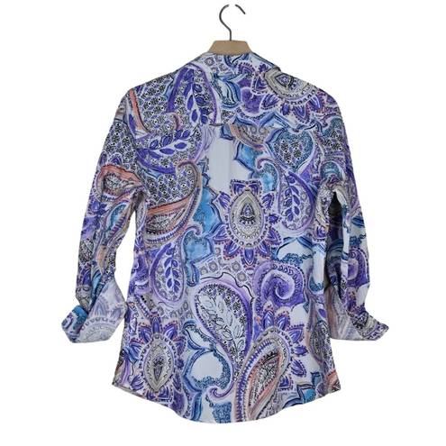 Chico's  Womens S No Iron Paisley Print Button Down