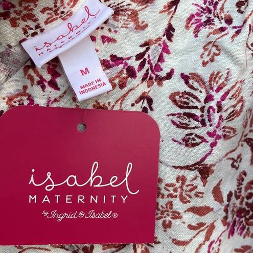 Isabel Maternity  Pink & White Floral Dress Linen Blend Medium NEW