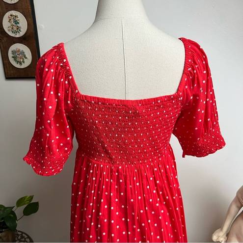 Draper James NWT Jennifer Mini Babydoll Dress in Red Polka Dot Small