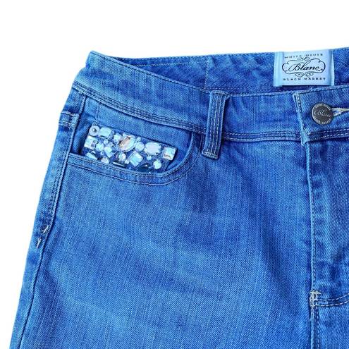 White House | Black Market  Blanc Jeans Rhinestone Straight Light Wash Sixe 6