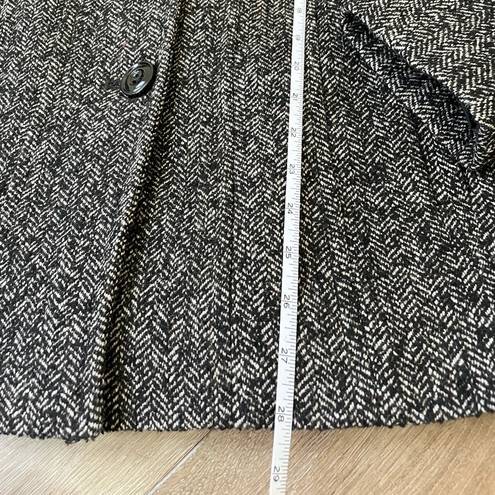 London Fog  Black & White Wool Blend Herringbone Tweed Button Coat ~ Women’s Sz M