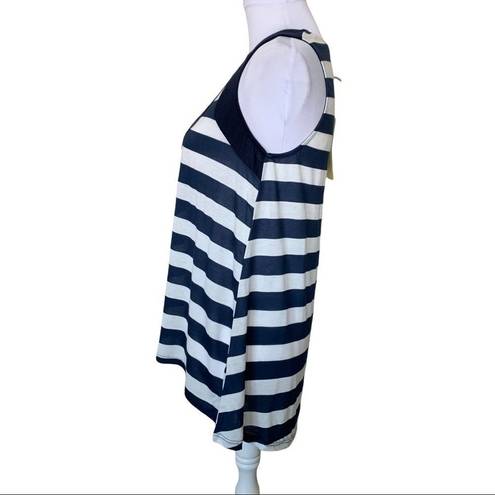 The Moon 🎉  & Sky Blue and White Striped Top Lace Inset Sleeveless Top Brand New