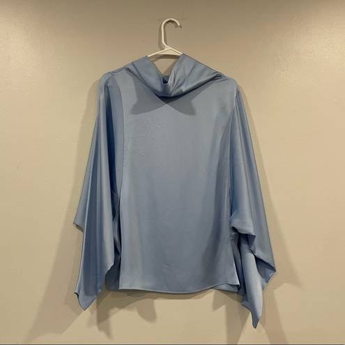 The Row  Iona Long Sleeve Silk Top Light Blue XS