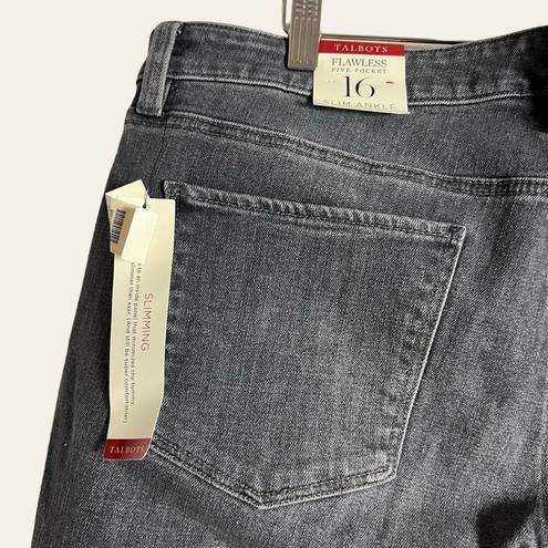 Talbots  Flawless Five-Pocket Slim Ankle Gray Mid Rise Jeans Size 16