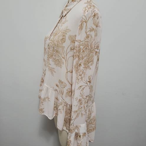 LC Lauren Conrad  floral high low babydoll button-down size large