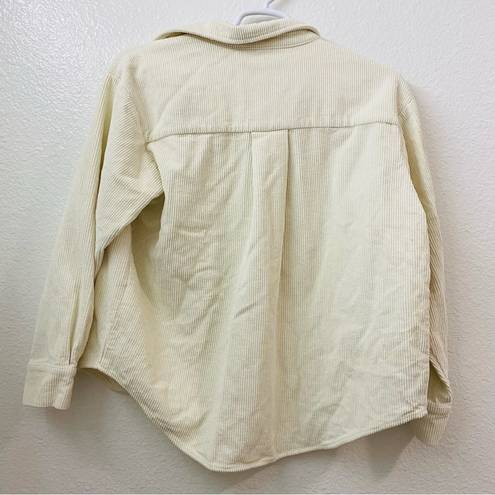 By Together  Basic Cream Tortoise Button Down Oversized Corduroy Shacket Sz Sm