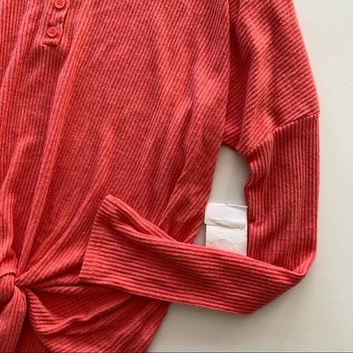 Treasure & Bond  | Red Front Tie Henley Shirt XS