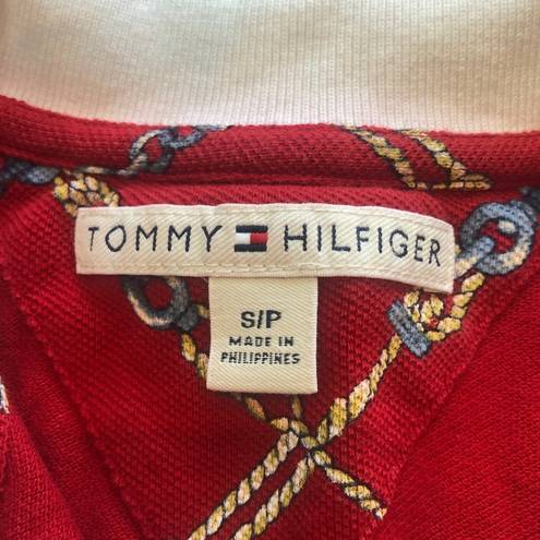 Tommy Hilfiger Vintage 2005  Red Chain Link V-neck Collared Tank Top Size Small