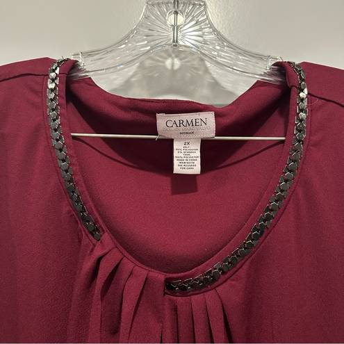 Carmen Marc Valvo Carmen by  Maroon Sleeveless Blouse 2X