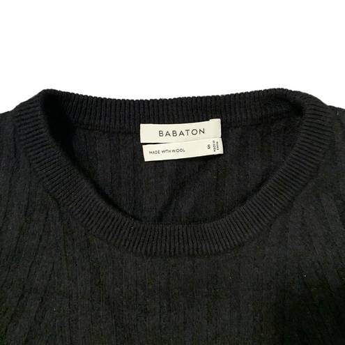 Babaton Aritzia |  Nathaniel Black Ribbed Cropped Wool Blend Sweater Size Small