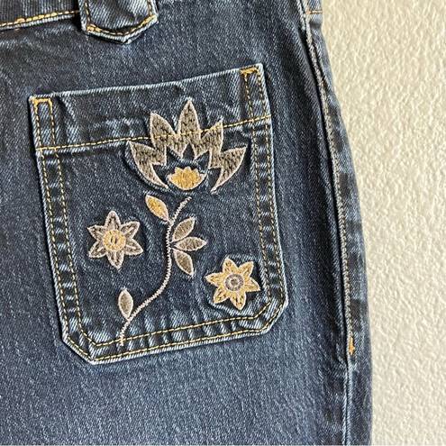 Pilcro  Embroidered Flower Flare Boho Jeans