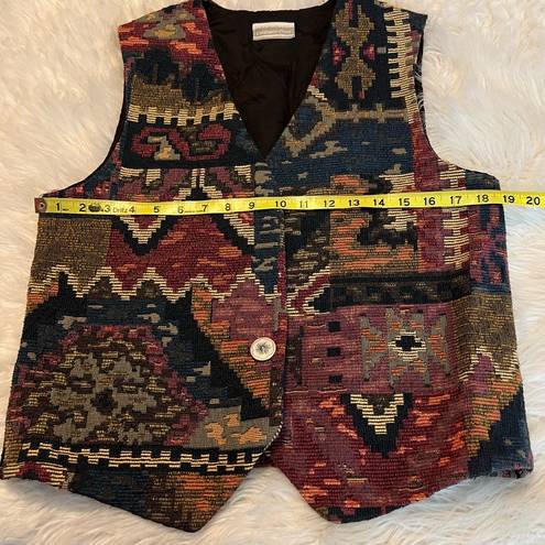 Coldwater Creek VTG  Southwest Aztec Style Vest Open Front Tapestry Boho Medium