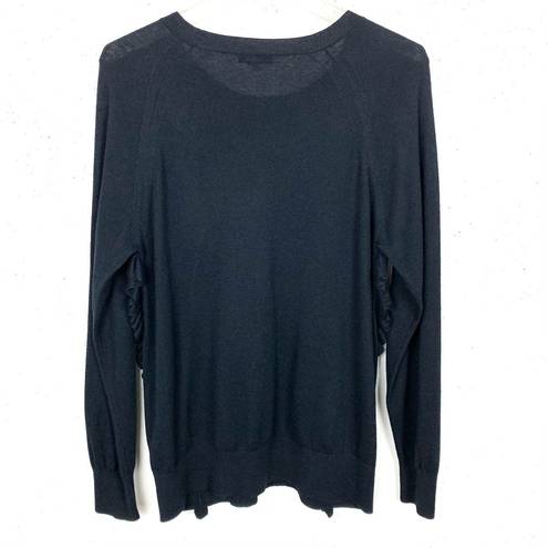 Reiss  Leigh Ruffle Front Jumper Sweater Pullover Crewneck Navy Size Medium