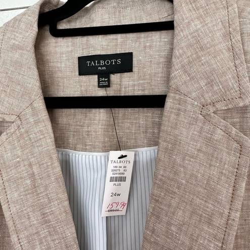 Talbots  Women’s 24W Tan Aberdeen 100% Linen Plus Size Women’s Blazer NWT