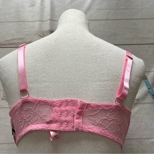 Juicy Couture  Padded Pink Lace Adjustable Straps Women’s Cup Size 38DD Barbie