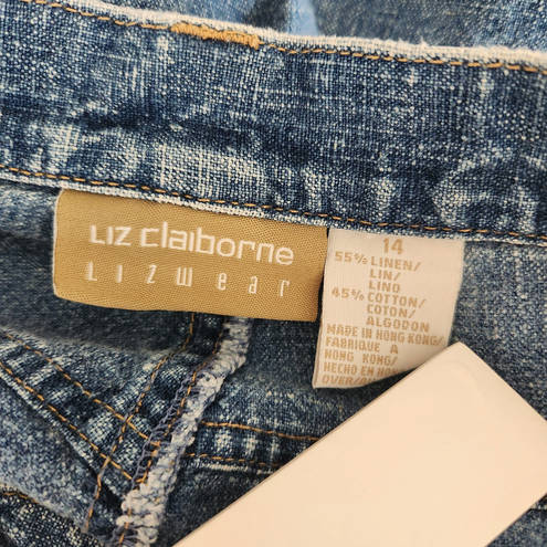 Liz Claiborne Vintage  Linen Blend High Waisted Chambray Jean Shorts 31