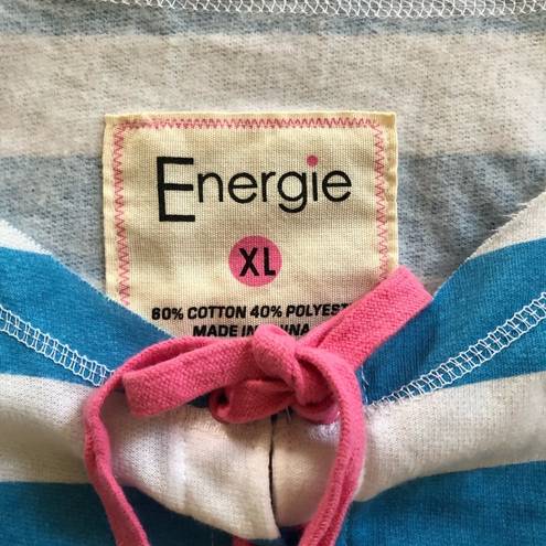 Energie  blue & white stripe 3/4 sleeve Sweatshirt size XL