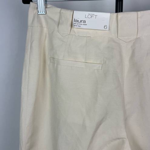 Loft Ann Taylor  Cream Silk Linen Laura Wide Leg Trouser Pants