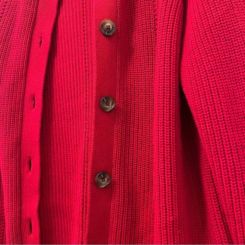 Coldwater Creek Red Knit Cardigan PM Petite Medium