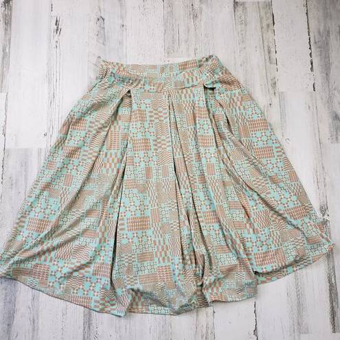 LuLaRoe  Green & Orange Pleated A-Line Mini Skirt Women's Size Medium