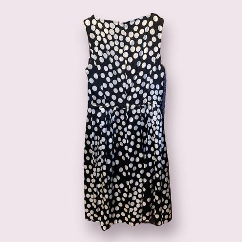 St. John  Silk Blend Fit & FlareSleeveless Midi Polka Dot Dress - size 2
