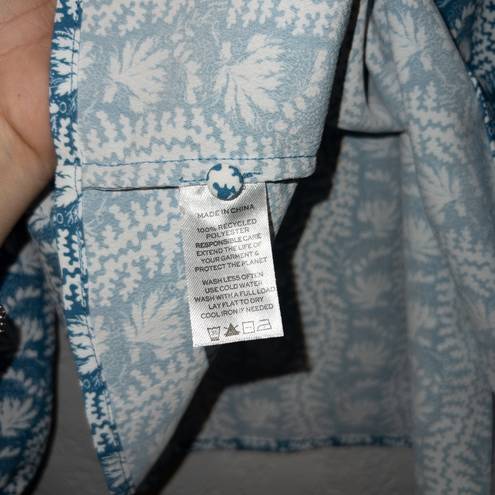 Hill House NWT  Blue Linear Floral Poly Crepe The Millie Top Size XL