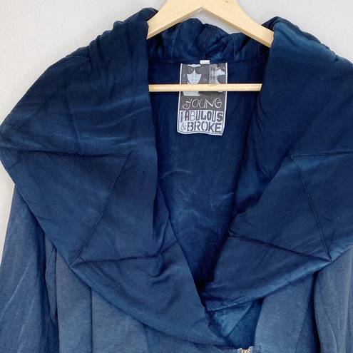 Young Fabulous and Broke  Navy Tie Dye Quilted Crop Moto Jacket Size XSmall