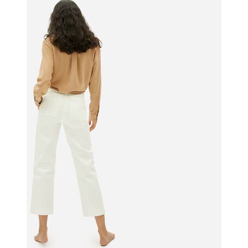 Everlane  The Straight-Leg Twill High-Rise Crop Ankle White Pant Bone Size 0