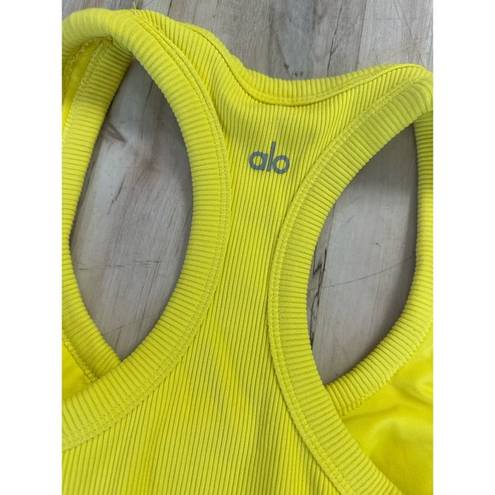 Alo Yoga ALO ribbed tank neon yellow built in bra