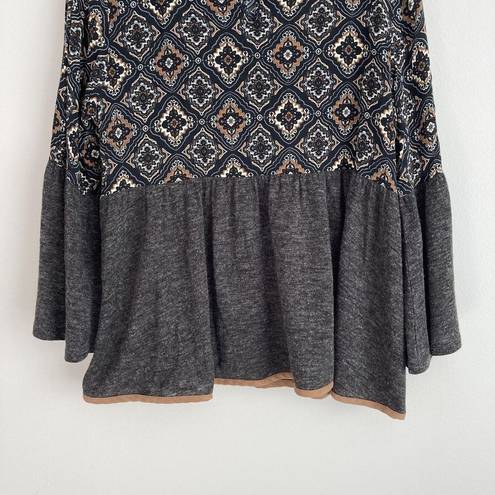 THML  Anthropologie Top Boho Flair Sleeve Geometric Jacquard Size Medium