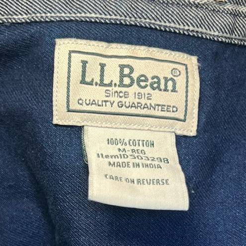 L.L.Bean NWOT  Slightly Fitted Button Down Navy Blue Shirt with Pinstripes Medium