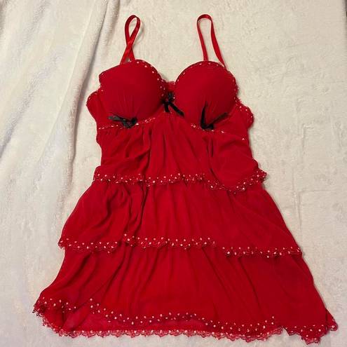 Victoria's Secret red ruffle babydoll top